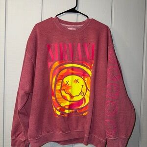 Urban Outfitters Nirvana Maroon Crewneck Sweater